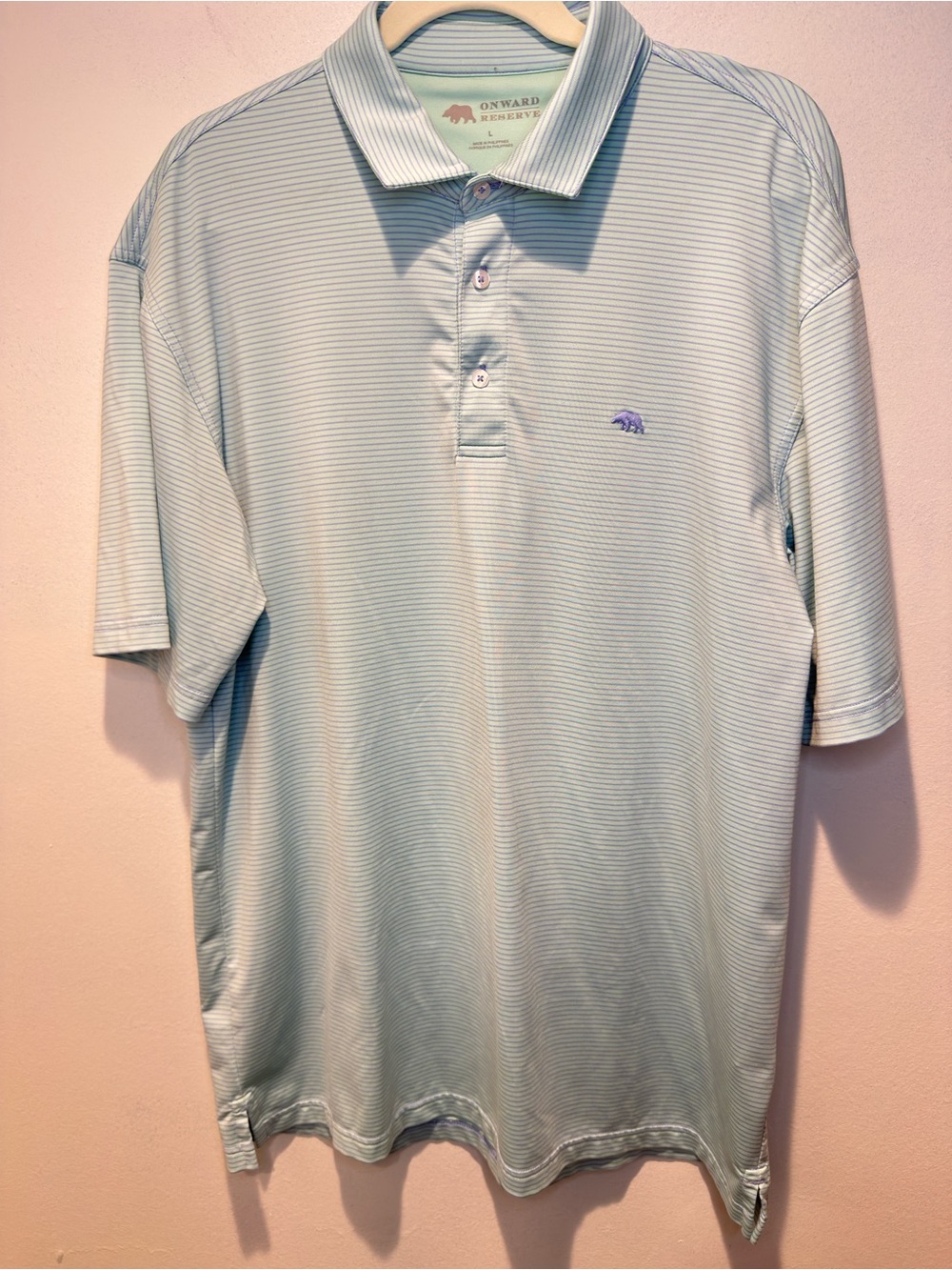 Onward Reserve Men’s Blue Stripe Performance Golf Polo L